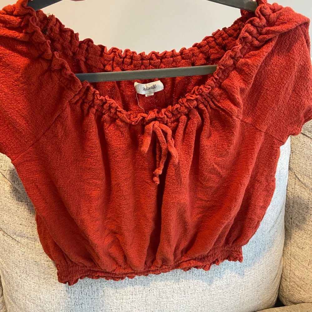 Madewell Off the Shoulder Orange Top